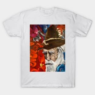 Inner Wizard (Create Your Reality) - Mushroom Wizard Fantasy Hippie Wall Art Handmade Home Decor Painting T-Shirt